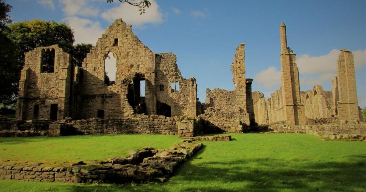 Historical walk through riverside ruins of Finchdale Priory