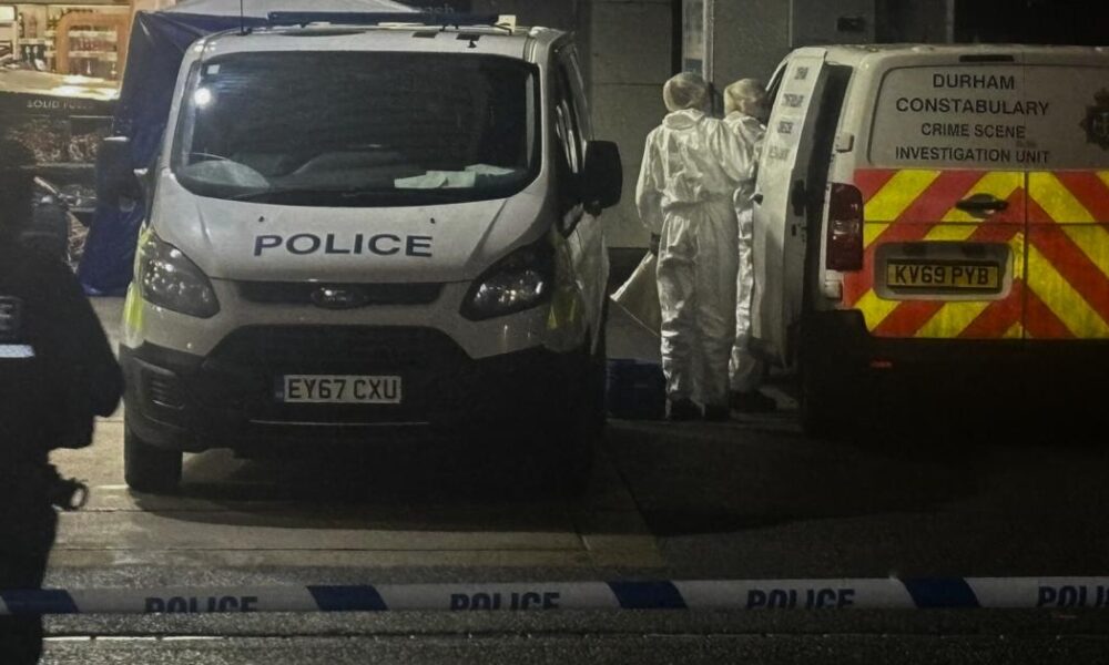 Police cordon at Esso garage in Seaham after person hit by car