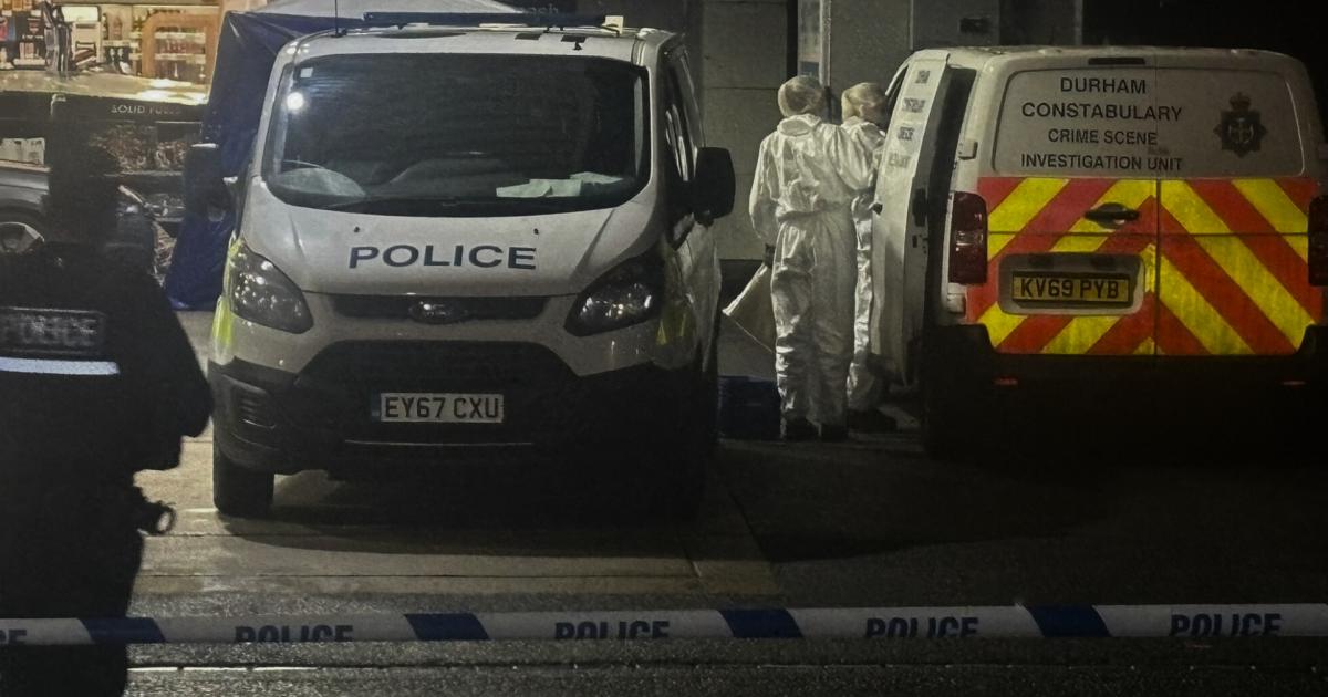 Police cordon at Esso garage in Seaham after person hit by car