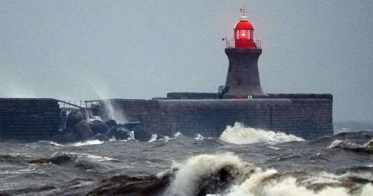 Storm Ingrid - Sea wall at South Shields destroyed by waves