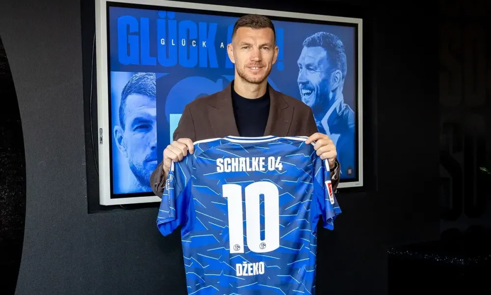 Official: Edin Dzeko joins Schalke 04 from Fiorentina (picture via www.schalke04.de)