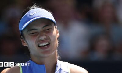 Emma Raducanu reacts to missing a point