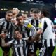 Newcastle celebrate a goal from Bruno Guimaraes