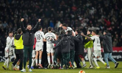 Albacete celebrate beating Real Madrid.