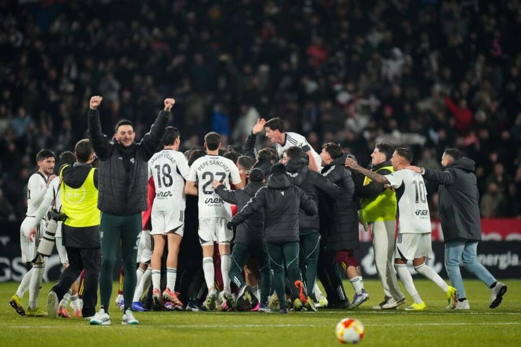Albacete celebrate beating Real Madrid.