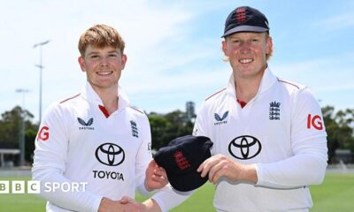 Thomas Rew (left) and James Rew (right) during a match for England Lions