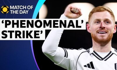 Harrison Reed celebrates with fist in the air in Fulham kit