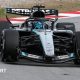 George Russell driving the 2026 Mercedes during Barcelona testing