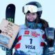 Zoe Atkin poses for a photo after finishing in second place in the Aspen Freeski Halfpipe Finals