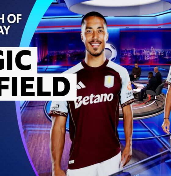 Figures of Youri Tielemans and Boubacar Kamara in the MOTD studio