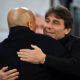 TURIN, ITALY - JANUARY 25: Antonio Conte, Head Coach of SSC Napoli, interacts with Luciano Spalletti, Head Coach of Juventus, prior to the Serie A match between Juventus FC and SSC Napoli at Juventus Stadium on January 25, 2026 in Turin, Italy. (Photo by Valerio Pennicino/Getty Images)