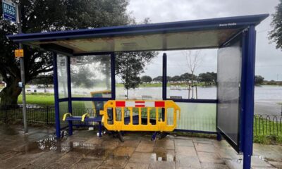 Cordon in place after car slams into bus shelter near Canoe Lake