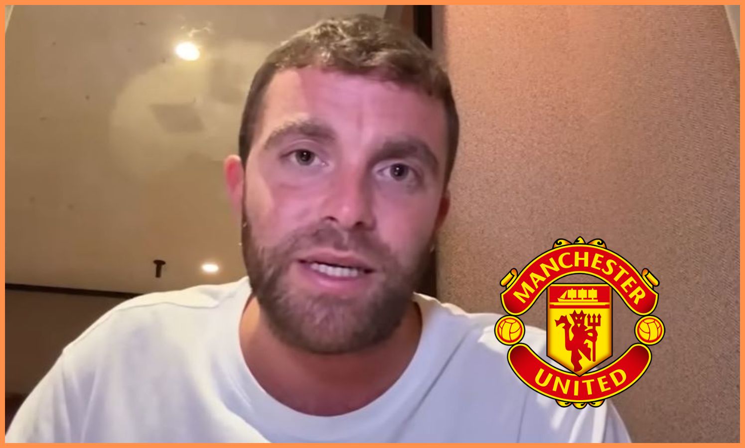 Fabrizio Romano and the Manchester United logo