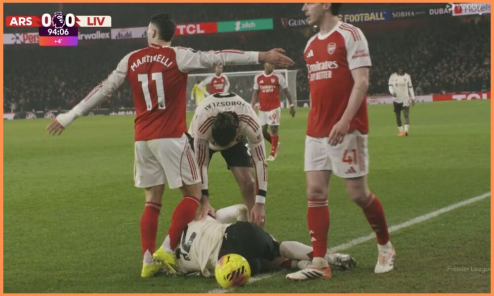 Gabriel Martinelli has been criticised for pushing Conor Bradley