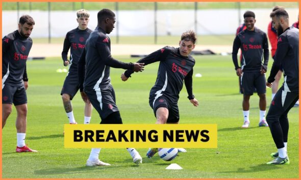 Manuel Ugarte in Manchester United training