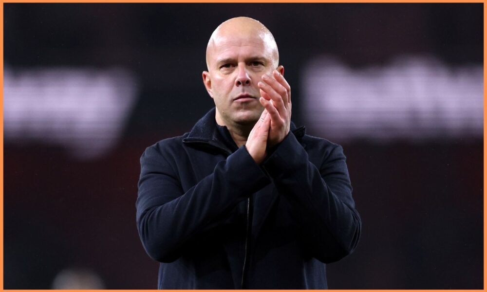 Liverpool manager Arne Slot applauds the fans after the Arsenal game