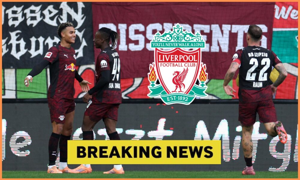 Yan Diomande celebrates with his RB Leipzig teammates