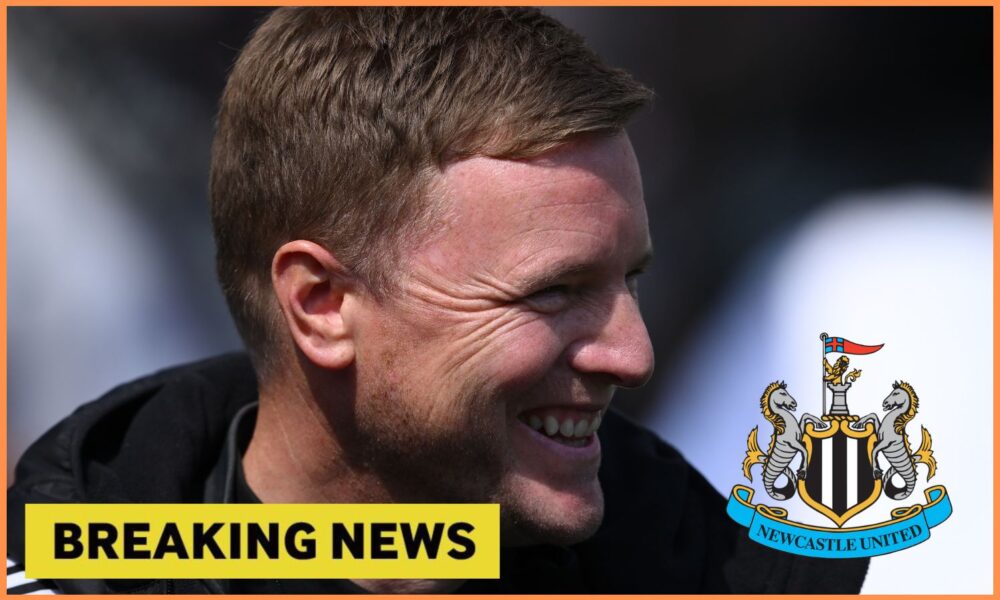 Eddie Howe plus breaking news banner