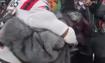 Cardi B in a Custom Gray Leather Sir Babajagne Look as She Congratulates Stefon Diggs After Patriots Super Bowl Win