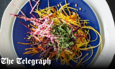 Carrot and beetroot salad with mint, chilli and ginger