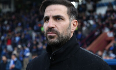 COMO, ITALY - JANUARY 10: Como 1907 coach Cesc Fabregas looks on during the Serie A match between Como 1907 and Bologna FC 1909 at Giuseppe Sinigaglia Stadium on January 10, 2026 in Como, Italy. (Photo by Marco Luzzani/Getty Images)