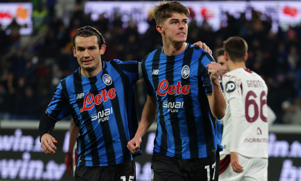 BERGAMO, ITALY - JANUARY 10: Charles De Ketelaere of Atalanta BC celebrates after scoring his team