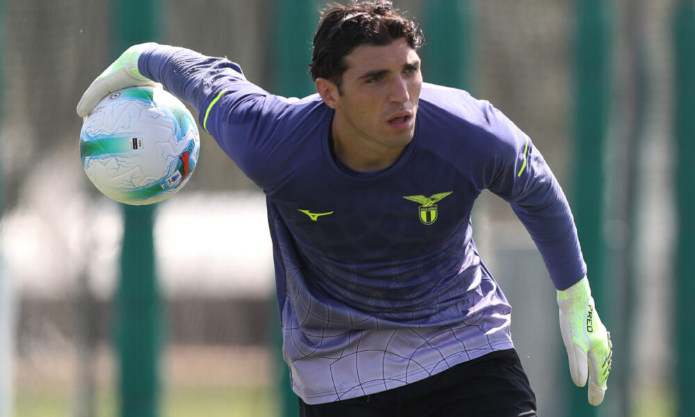 ROME, ITALY - JULY 21: Christos Mandas of SS Lazio in action during the SS Lazio training session at Formello sport centre on July 21, 2025 in Rome, Italy. (Photo by Paolo Bruno/Getty Images)
