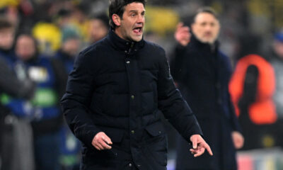 DORTMUND, GERMANY - JANUARY 28: Cristian Chivu, Head Coach of FC Internazionale Milano, reacts during the UEFA Champions League 2025/26 League Phase MD8 match between Borussia Dortmund and FC Internazionale Milano at BVB Stadion Dortmund on January 28, 2026 in Dortmund, Germany. (Photo by Stuart Franklin/Getty Images)