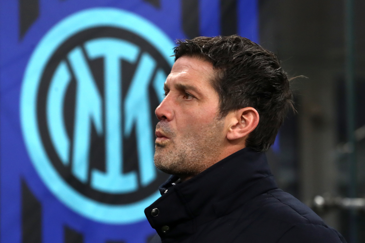 MILAN, ITALY - JANUARY 14: Cristian Chivu, Head Coach of FC Internazionale Milano, looks on prior to the Serie A match between FC Internazionale and US Lecce at Giuseppe Meazza Stadium on January 14, 2026 in Milan, Italy. (Photo by Marco Luzzani/Getty Images)