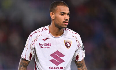 BOLOGNA, ITALY - OCTOBER 29: Cyril Ngonge of Torino FC during the Serie A match between Bologna FC 1909 and Torino FC at Renato Dall