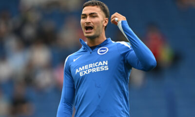 BRIGHTON, ENGLAND - AUGUST 16: Diego Coppola of Brighton & Hove Albion in action during the warm up ahead of the Premier League match between Brighton & Hove Albion and Fulham at Amex Stadium on August 16, 2025 in Brighton, England. (Photo by Mike Hewitt/Getty Images)