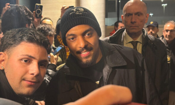 Donyell Malen poses for selfies as the Aston Villa striker flies in for his Roma medical
