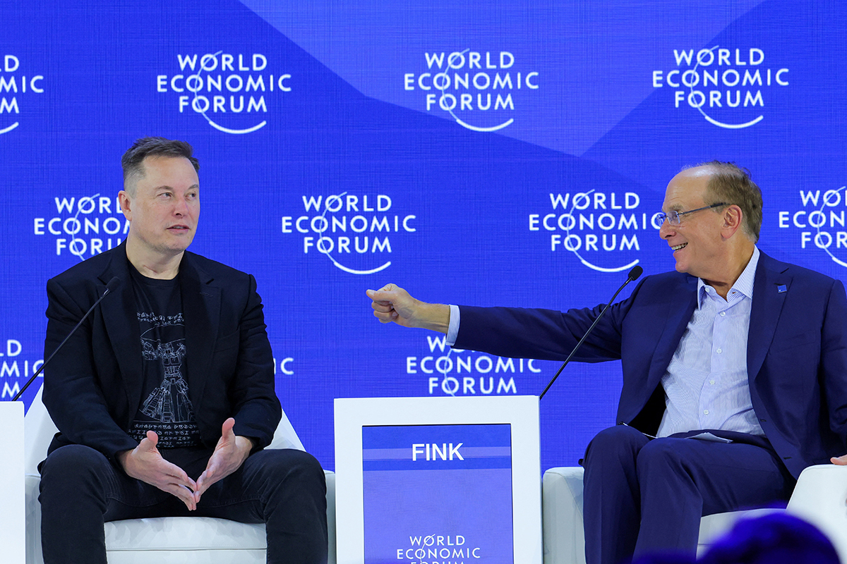 Elon Musk and Larry Fink at WEF 2026