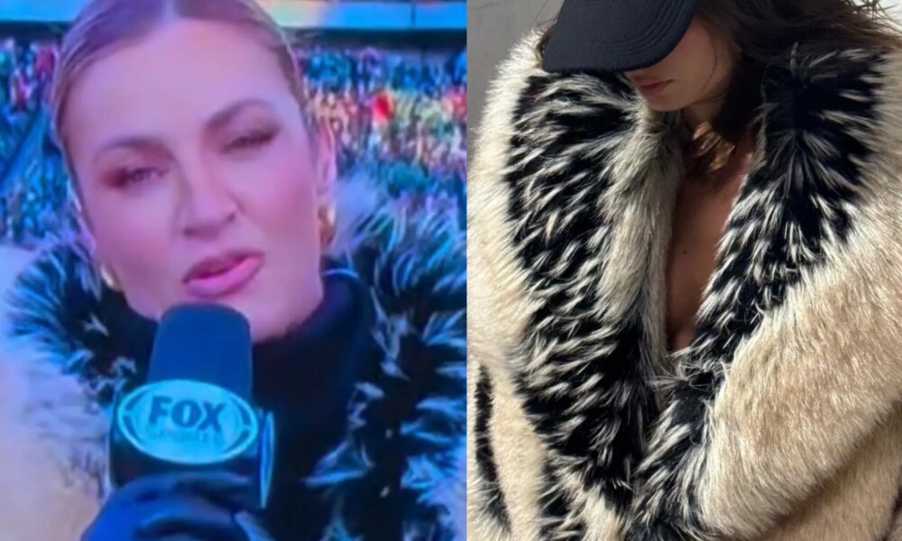 Erin Andrews Wore a $950 Auter The Fox Faux Fur Jacket While Commentating Game Day