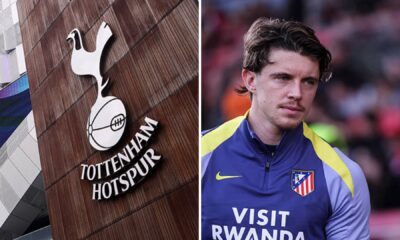 Split image of Tottenham badge and Conor Gallagher