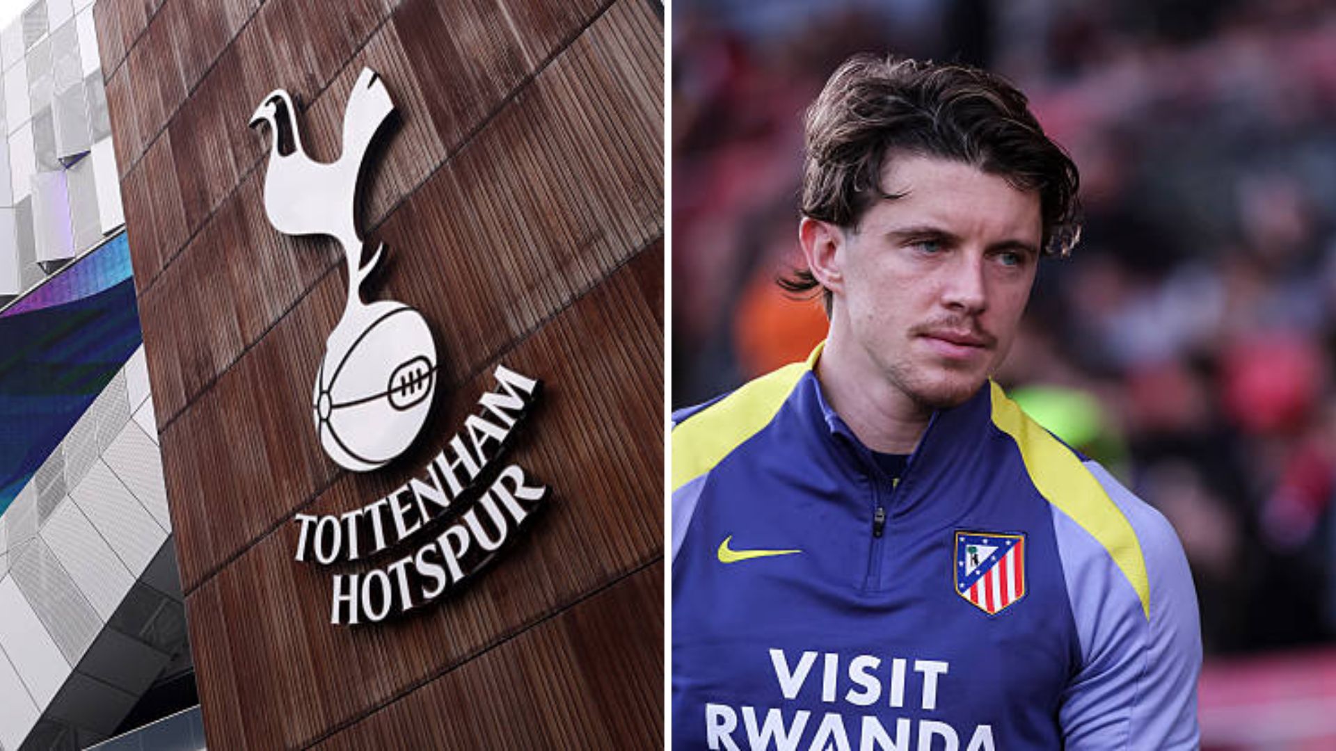 Split image of Tottenham badge and Conor Gallagher