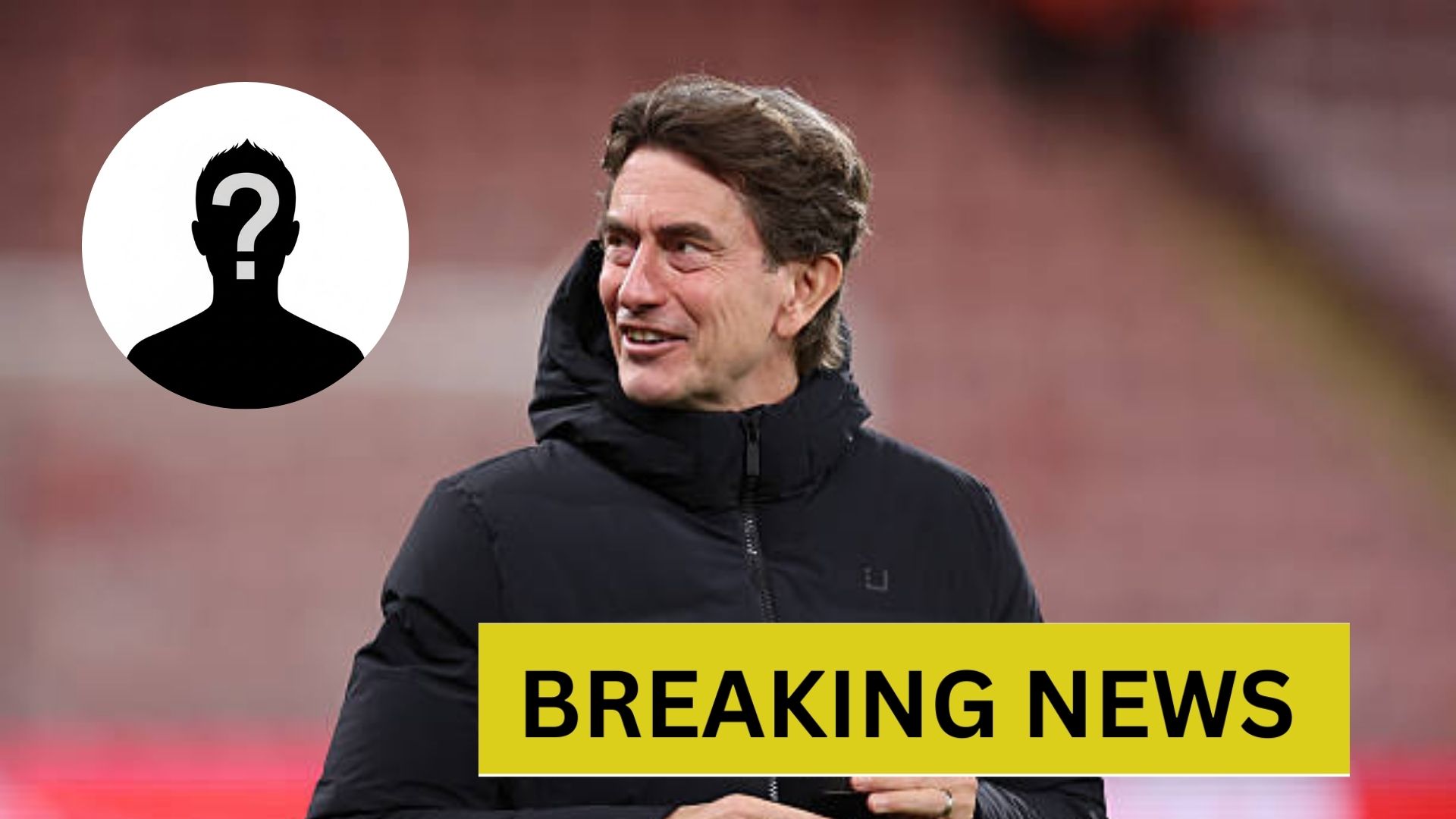 Tottenham manager Thomas Frank with overlay of mystery player