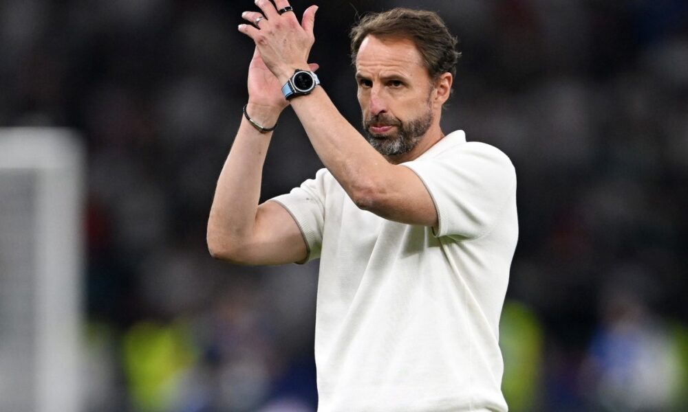 Gareth Southgate acknowledges the England fans after the Euro 2024 final defeat against Spain