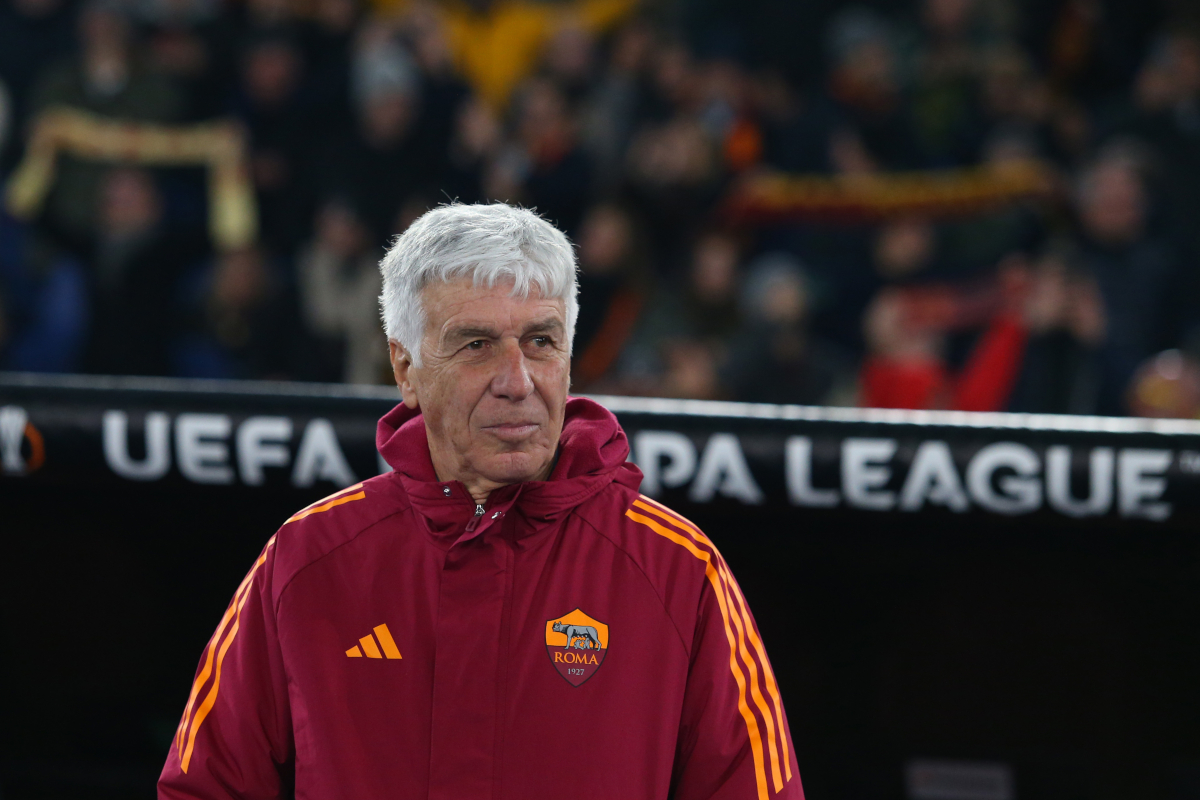 ROME, ITALY - JANUARY 22: AS Roma head coach Gian Piero Gasperini looks on during the UEFA Europa League 2025/26 League Phase MD7 match between AS Roma and VfB Stuttgart at Stadio Olimpico on January 22, 2026 in Rome, Italy. (Photo by Paolo Bruno/Getty Images)