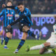 BERGAMO, ITALY - JANUARY 03: Gianluca Scamacca of Atalanta kicks the ball during the Serie A match between Atalanta BC and AS Roma at New Balance Arena on January 03, 2026 in Bergamo, Italy. (Photo by Emmanuele Ciancaglini/Getty Images)