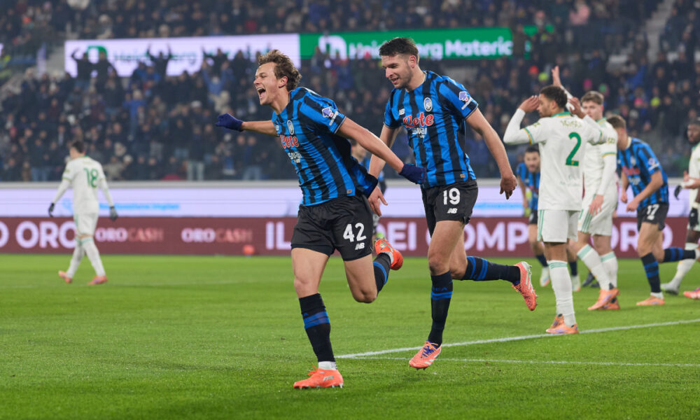 BERGAMO, ITALY - JANUARY 03: Giorgio Scalvini of Atalanta celebrates after scoring his team