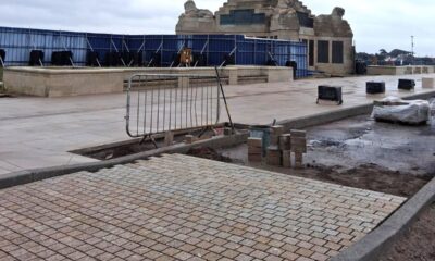 16,000 spectacular granite bricks are installed as work to create new sea defences in Southsea continues