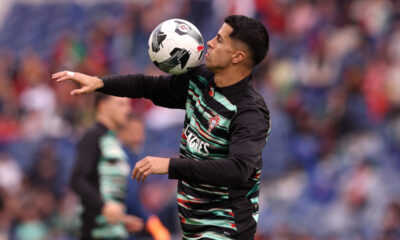 PORTO, PORTUGAL - NOVEMBER 16: Joao Cancelo of Portugal warms up prior to the FIFA World Cup 2026 qualifier match between Portugal and Armenia at Estadio do Dragao on November 16, 2025 in Porto, Portugal. (Photo by Carlos Rodrigues/Getty Images)