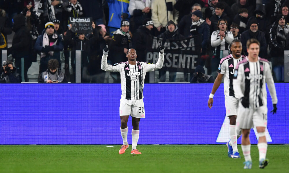 TURIN, ITALY - JANUARY 12: Jonathan David of Juventus FC celebrates a goal during the Serie A match between Juventus FC and US Cremonese at Allianz Stadium on January 12, 2026 in Turin, Italy. (Photo by Valerio Pennicino/Getty Images)
