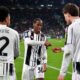 TURIN, ITALY - JANUARY 25: Jonathan David of Juventus celebrates scoring his team's first goal with teammates Weston McKennie and Kenan Yildiz during the Serie A match between Juventus FC and SSC Napoli at Juventus Stadium on January 25, 2026 in Turin, Italy. (Photo by Valerio Pennicino/Getty Images)