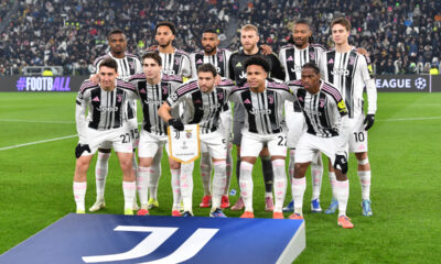 TURIN, ITALY - JANUARY 21: Players of Juventus pose for a team group photo prior to the UEFA Champions League 2025/26 League Phase MD7 match between Juventus and SL Benfica at Juventus Stadium on January 21, 2026 in Turin, Italy. (Photo by Valerio Pennicino/Getty Images)