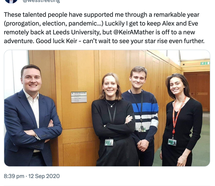 Keir Mather Old Twitter Account Wes Streeting Tweet