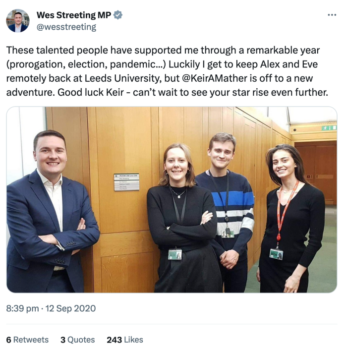 Keir Mather Old Twitter Account Wes Streeting Tweet