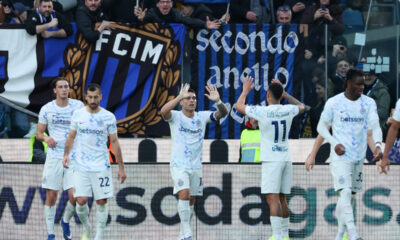 UDINE, ITALY - JANUARY 17: Lautaro Martinez of FC Internazionale celebrates scoring his team's first goal during the Serie A match between Udinese Calcio and FC Internazionale at Stadio Friuli on January 17, 2026 in Udine, Italy. (Photo by Timothy Rogers/Getty Images)