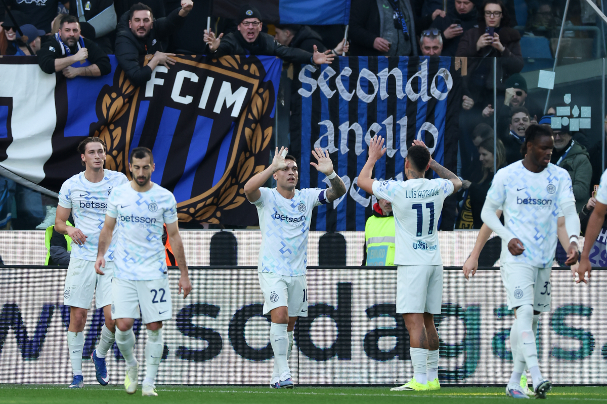 UDINE, ITALY - JANUARY 17: Lautaro Martinez of FC Internazionale celebrates scoring his team's first goal during the Serie A match between Udinese Calcio and FC Internazionale at Stadio Friuli on January 17, 2026 in Udine, Italy. (Photo by Timothy Rogers/Getty Images)